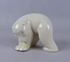 Céramique : Ours polaire en faience craquelée de Nimy