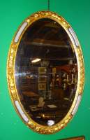 Meuble: miroir ovale de style bois doré glace biseautée 1ere moitié 20èS H86x60c