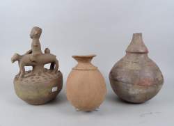 Africain: Lot divers Afrique (3pcs) dont: Coupe en terre cuite Boura Niger entre