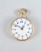 Bijou: Montre de gousset de col cuvette extérieure en or jaune 18K mouvement à r