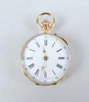 Bijou: Petite montre de gousset cuvette extérieure en or jaune 18K mouvement à r