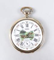 Bijou: Montre de gousset HERO cuvette extérieure en or jaune 14K mvt à remontoir