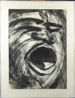Tableau: dessin encre/lavis -Le Visage- signé HAXTON Lynn (20eS) 65x48cm sous ve