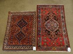 Tapis d'Orient noué main (2) CHIRAZ et HAMADAN (usures)