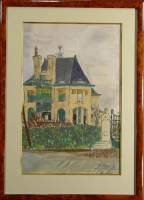 Gouache s/papier -Vue de Maison- signe MILO Jean
