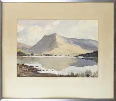 Tableau: Aquarelle -Paysage de montagne- signé WESSON Edward