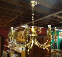 Luminaire: Lustre BOULANGER en laiton Circa 1970