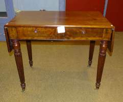 Meuble: Table NAPIII à rabats en acajou 2T 2ème moitié 19eS 74,5x89x55cm + 2x23c