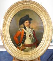 Tableau HST (ds l'état) - Soldat anglais - XIXeS signé J.SCHMITH étiq au dos Jhon SCHMITT (ds l'état)