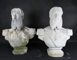 Sculpture : Paire de bustes (usures , ecl , lacunes) en plâtre de Léopold II roi de Belgique de 1865 à 1909 signés et un daté 1866