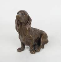 Sculpture : Chien/ Basset en Bronze à patine Brune