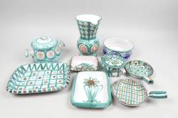 Céramique : 8pcs émailllées peintes monogr RP PICAULT Robert