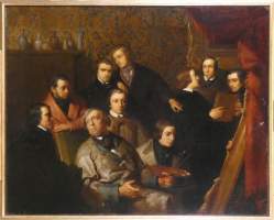 Tableau HST (rest) - La Leçon de Peinture de J-J.Eeckhout - daté 1843 signé W.A.BAKE BAKE Willem Archibald
