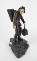 Sculpture : EU ONLY Bronze Chryséléphantine - Le Mineur à la la lampe - signé ALONZO Dominique