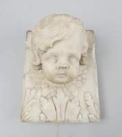 Sculpture : Tête d'angelot en marbre (rest , ecl) 18eS fragment encastrable