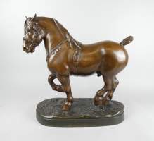 Sculpture : Bronze (pt fêle sur socle arrière) - Cheval Champion de trait belge - signé JOIRE Jean