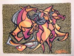 Tapis : Tapisserie - Galop Sauvage - N° 135/500 signé POPELIER Roch