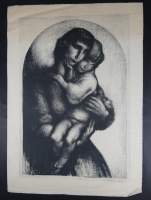 Estampe : Lithographie - Mère à l'enfant - N° 221/300 signé CARTE Anto