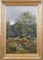 Tableau HST - Moutons en lisière de forêt - signé BUCHANAN Peter S