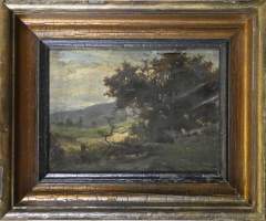 Tableau HST marouflé sur bois (dans l'état) - Paysage - signé FOURMOIS Théodore