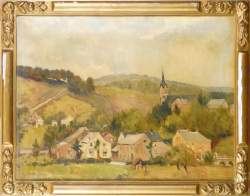 Tableau HST - Village - signé DE BAUGNIES René