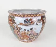 Asiatique : cache pot/ aquarium en porcelaine de CHINE