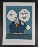 BD : Estampe : Sérigraphie - Le vieux chat - cachet de GELUCK Philippe