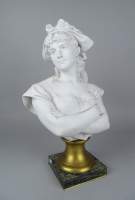 Sculpture : Buste en biscuit - Dorine - signé HARZE Léopold