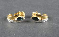 Bijou : Paire de boucles d'oreilles en or jaune 18K serties de saphirs