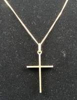 Bijou : Collier/chaine et pendentif - Croix - en or jaune 18K