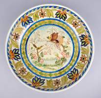 Céramique : Plat BOCH Frères La Louvière F1154 décor peint monog. VB BONUZZI Vittorio