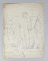 Tableau : Dessin ancien 18eS mine de plomb (pt déchirures et taches) - sujet mythologique -