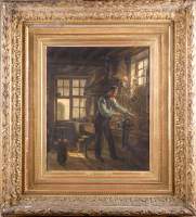 Tableau HSB (usures , gerçures) - Le serrurier - signé DANSAERT Léon