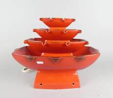Céramique : Fontaine à eau / cascade (1 ecl) Vintage à 3 étages étiquette HEISSNER made in Germany