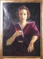 Tableau HST (usure) - Olga (Femme à la cigarette) - attribué à MEERTS Michel