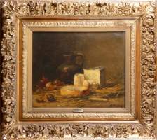 Tableau HST - Nature morte aux fromages - signé BELLIS Hubert