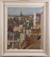 Tableau HST - Sur les Toits - signé DE MEUSE Eliane