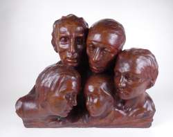 Sculpture : plâtre d'atelier patine brune (egr) - La famille - signé WASTERLAIN Georges