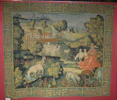 Tapis : Tapisserie en laine et lin AUBUSSON manufacture Robert FOUR - Concert champêtre - d'après un modèle du XVeS