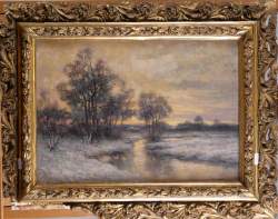 Tableau HST - Paysage hivernal - signé AELMAN Fernand