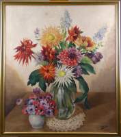 Tableau HST - Nature morte aux fleurs - signé DAUMERIE Georges