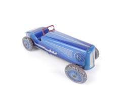 Jouet : Voiture de course mécanique en tôle lithographiée METTOY made in Gt Britain N° 6 (usures , mqe) circa 1930