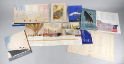 Livre: Transatlantique NORMANDIE, ensemble de documentation (7pcs) dont: Menus,