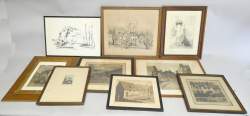 Estampe: 9 gravures (1 avec taches) 7 contresignées dont: BAERTSOEN A. STIEVENAR