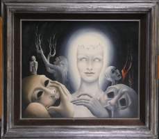 Tableau HSP - Lumière dans les ténèbres - daté 78 signé GARDIEN Josiane