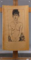 Tableau : dessin crayon/fusain - Femme nue - daté 89 monogrammé MD MAHIEU Didier