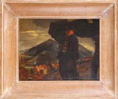 Tableau HSP - Deuil au Borinage - daté au dos 1956 signé GILLIS Marcel