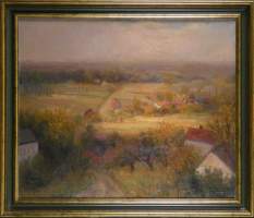 Tableau HST (pt acc) - Vue de village - signé GOMMAERTS Fernand