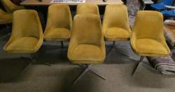 Meuble : 6 chaises Vintage maison BRIEMME made in ITALY (taches) tissu velours moutarde piètement chromé