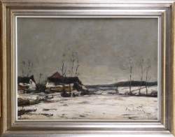Tableau HST - Paysage Hivernal - daté 1936 signé JAMAR Armand